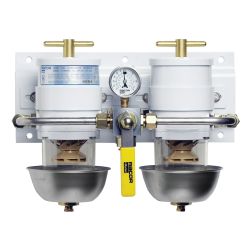 500 MA Dual Manifold Turbine Marine Diesel Fuel Filter - with Heat Shields & Selector Valve image