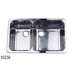 Rectangle Asymmetric Double Sink 24 in. Wide - 6 in. Deep, Mirror SS Finish, No Studs - 10233/5 image