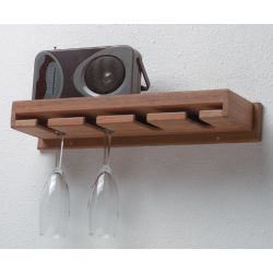 Teak Wineglass Rack with Shelf image