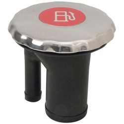 EPA Compliant Sealed Ratcheting Chromed Scalloped Cap Straight Neck Fuel Fill - with Metallic Decal image