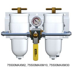 500 MAM Marine Dual Manifold Turbine Diesel Fuel Filter - with All Metal Bowls & Selector Valve image
