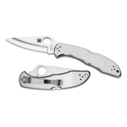 Delica 4 Knife - Stainless Steel Handle & Combination Edge Blade image